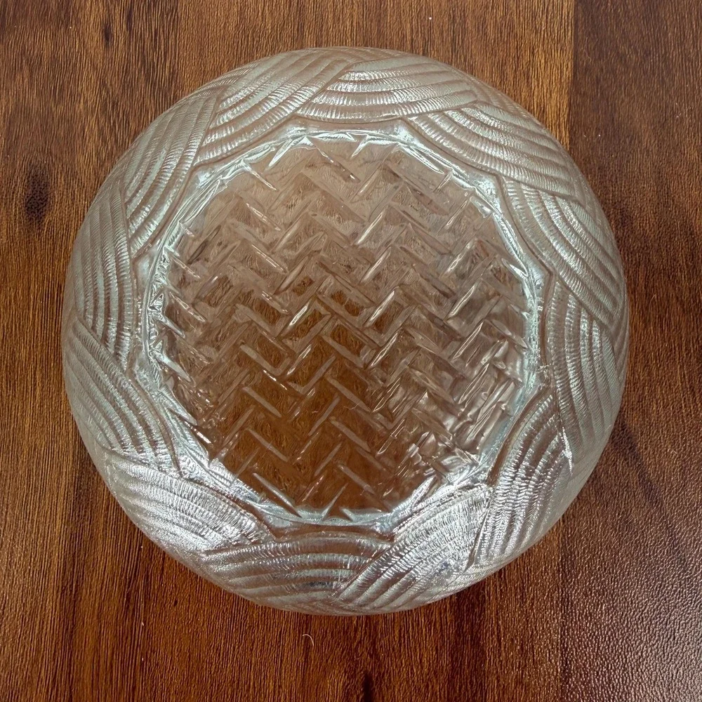 Pasari Indonesia (4) Clear Glass Cereal Soup Bowls Basketweave‎ Wave VTG 90s